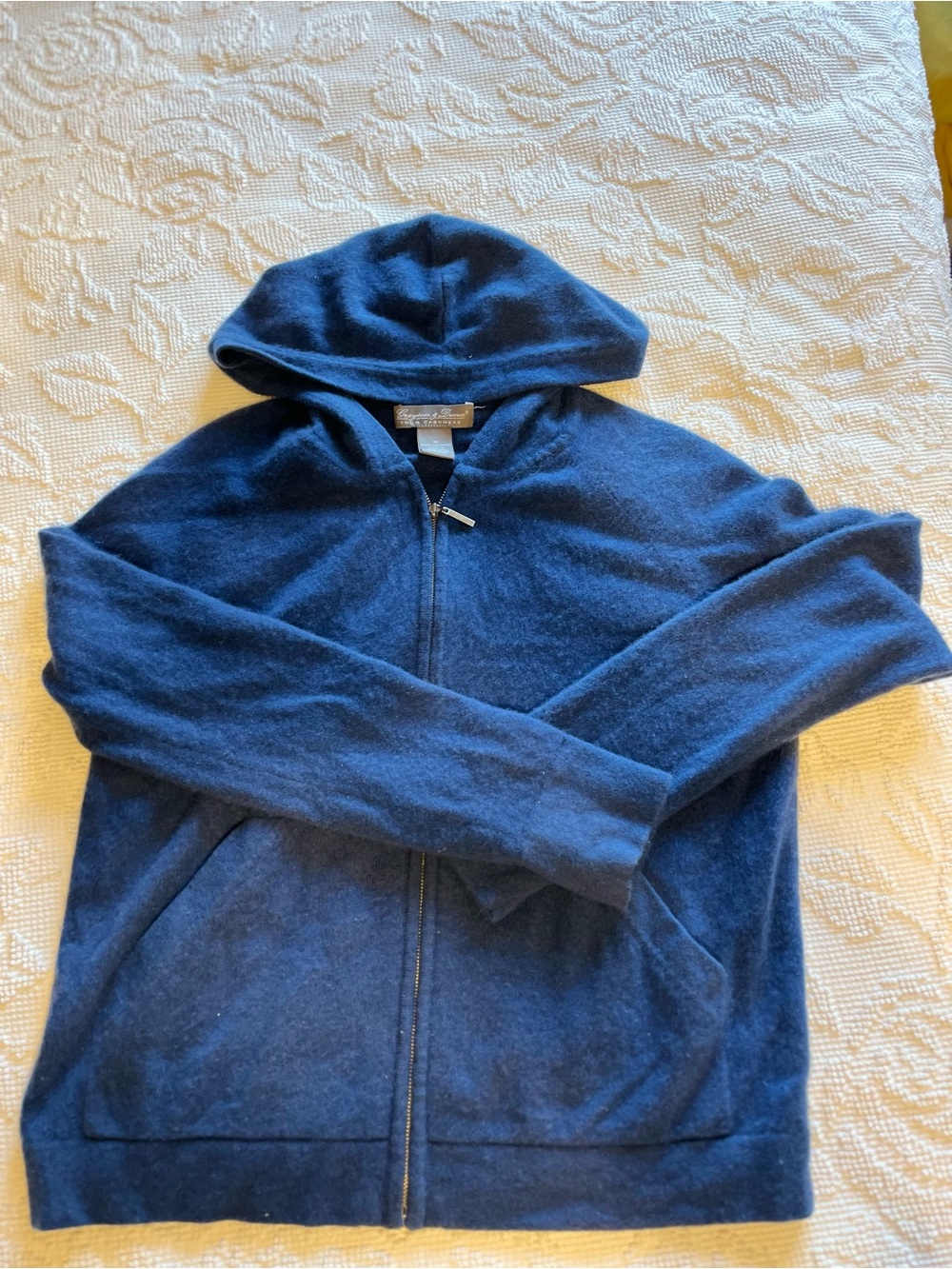 Grayson & Dunn Navy Cashmere Hooded Zip Cardigan